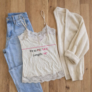 Xhilaration Ivory Lace Trim Camisole Tank Top Y2K Soft Girl Size S